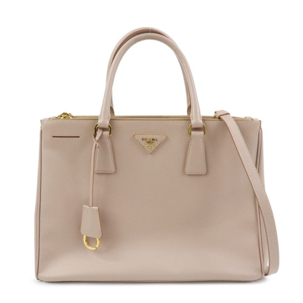 Prada Galliera Saffiano Leather With Applique Pink Leather Handbag